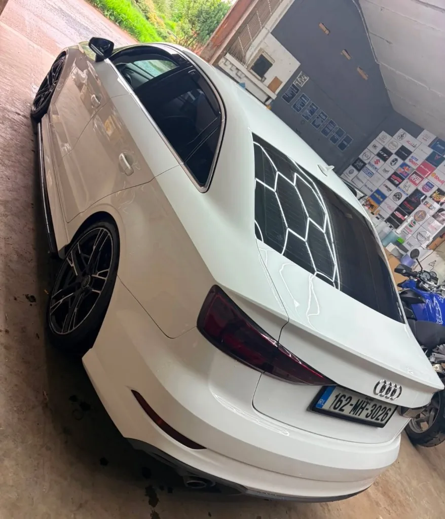 White Audi after exterior detail near Carrickmacross